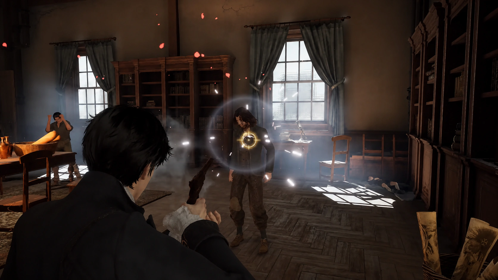 Seer class throwing glowing spiritual paper darts and evading enemy shadow attacks