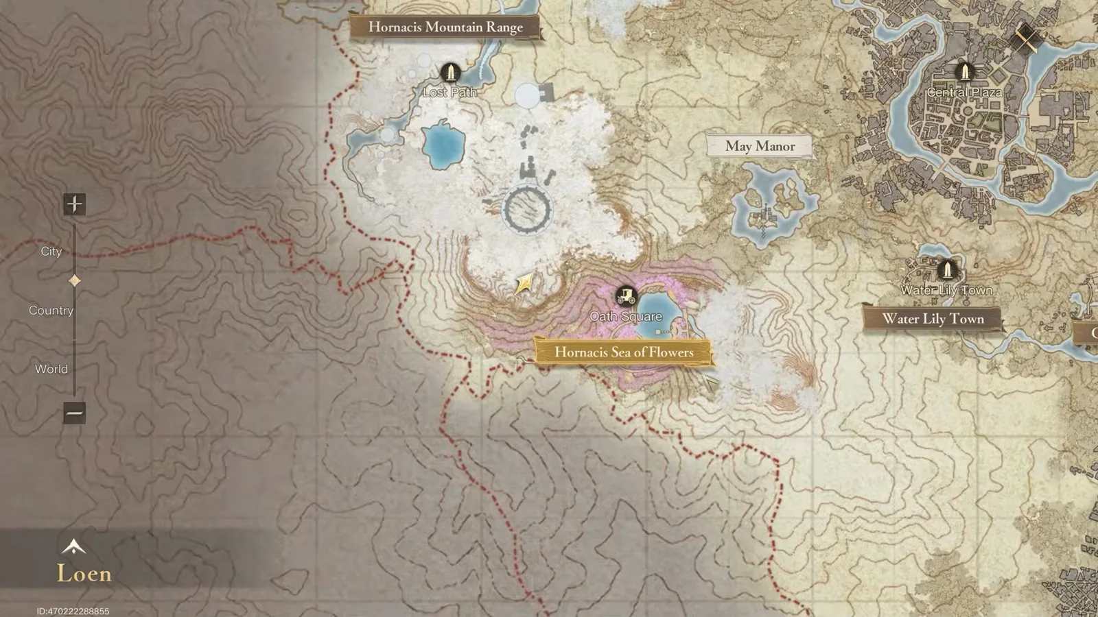 Lord of Mysteries map screen showing Loen with Hornacis Mountain Range and Water Lily Town. Lord of Mysteries map screen showing Loen with Hornacis Mountain Range and Water Lily Town.