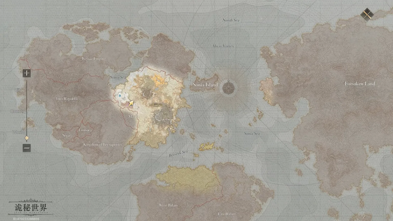 Full world map in Lord of Mysteries showing the Feysac Empire, Sonia Sea and Berserk Sea. Full world map in Lord of Mysteries showing the Feysac Empire, Sonia Sea and Berserk Sea.