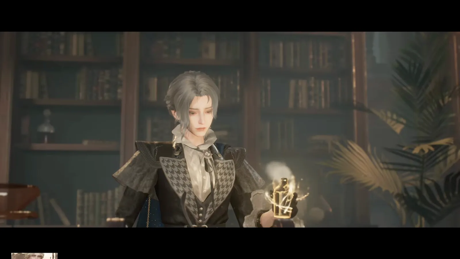 A cut-scene close-up in Lord of Mysteries of the brewed Clown potion held in the character's hand, its golden liquid visible inside a sealed glass vial A cut-scene close-up in Lord of Mysteries of the brewed Clown potion held in the character's hand, its golden liquid visible inside a sealed glass vial